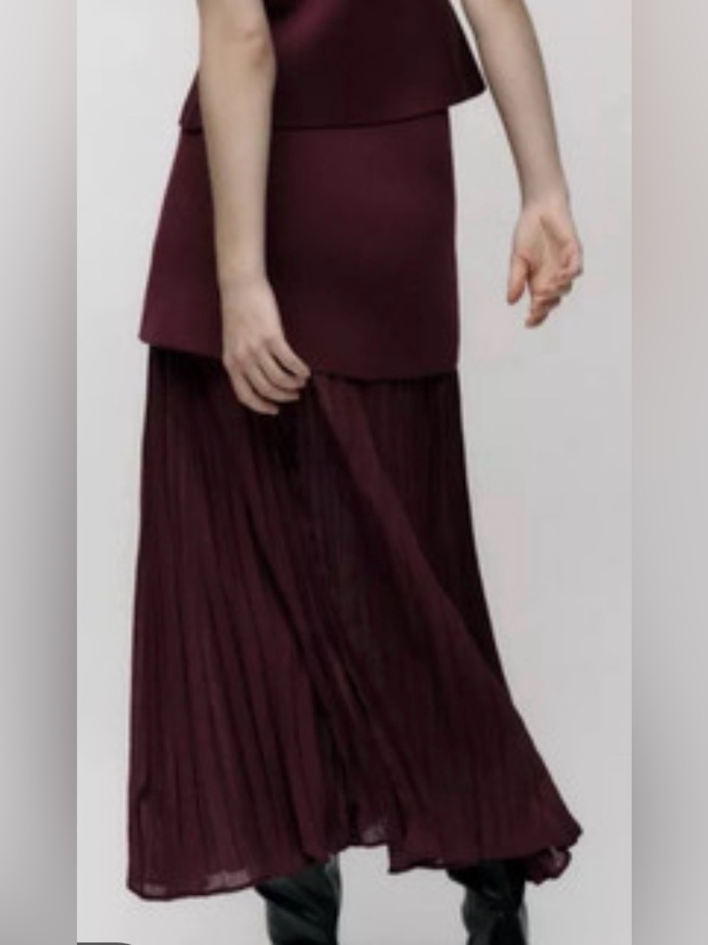 ZaraPleated Maxi Skirt in Deep Burgundy - Women/ size small - Picture 2 of 15